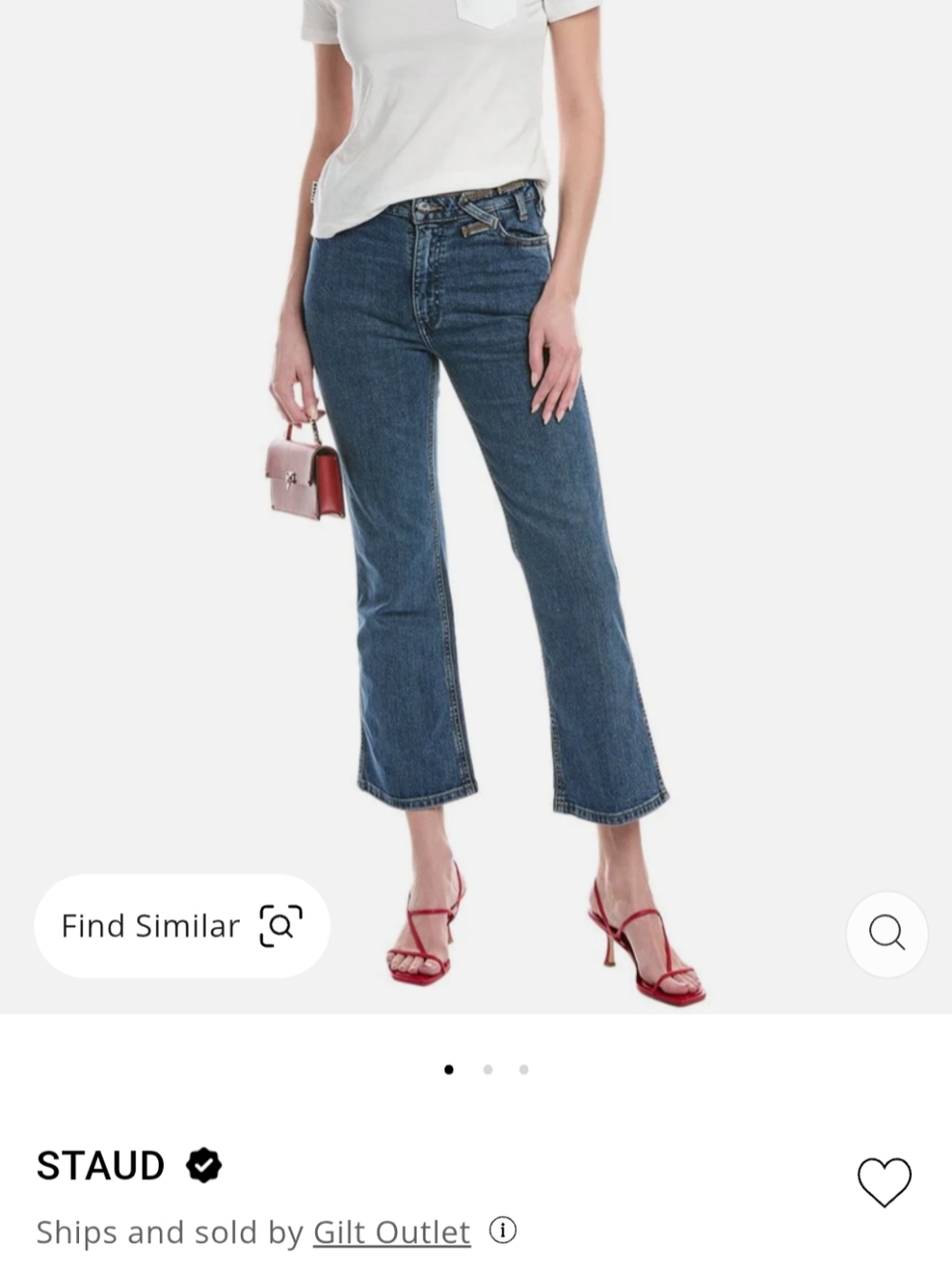 STAUD Cropped Flare Button Front Womens Denim: sz 27
